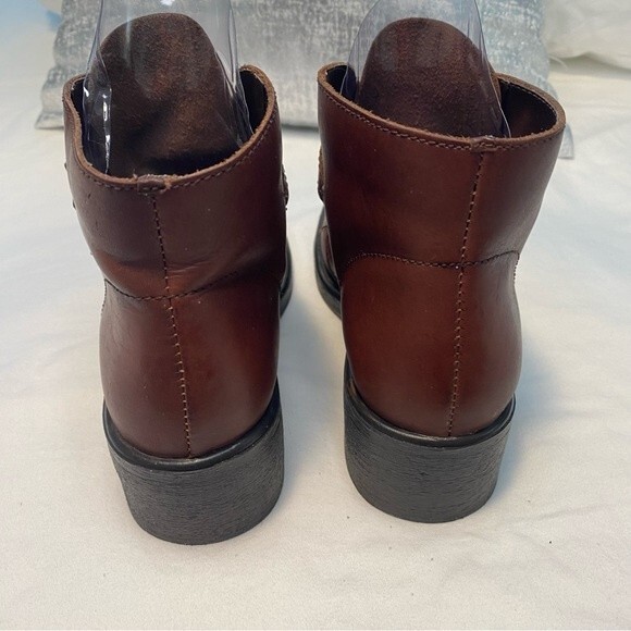 Leather Craft Brown Marcia Ankle Boots Moto Buckle Strap Made in Brazil SZ 7 - Picture 8 of 14